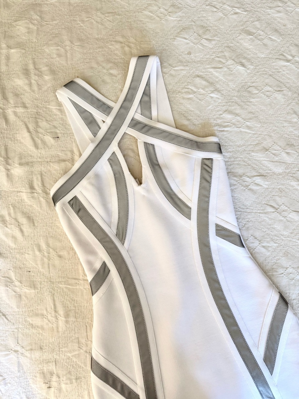 NEW Bella Barnett Bondage white bodycon dress